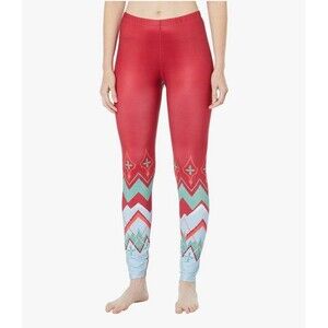 NWT Hot Chillys Micro Elite Chamois Leggings Frost Flower Red Women’s Large New